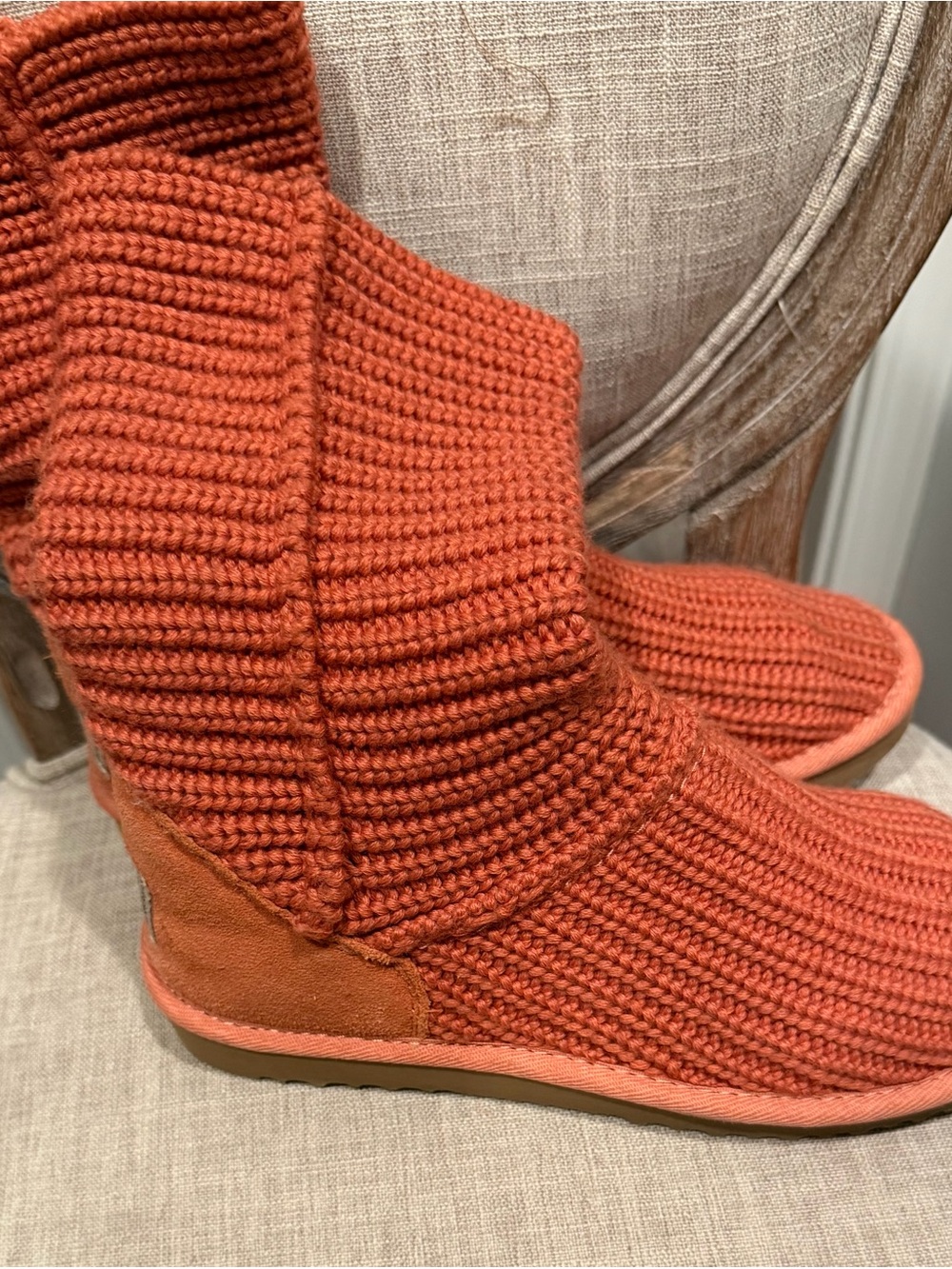 UGG Orange Knit Slipper Boots